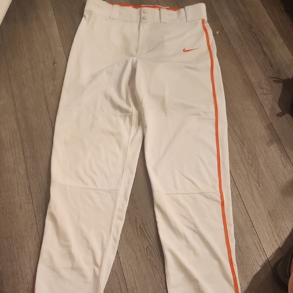 Nike Men's Baseball  White Pants with Orange Trim - Picture 1 of 6